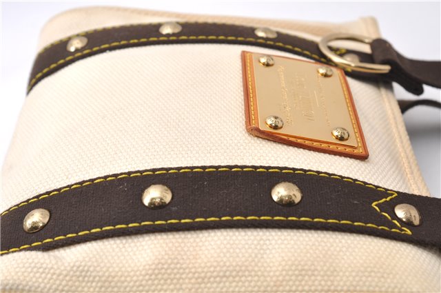 Authentic Louis Vuitton Antigua Cabas PM Hand Bag White Brown M40039 LV 7405D