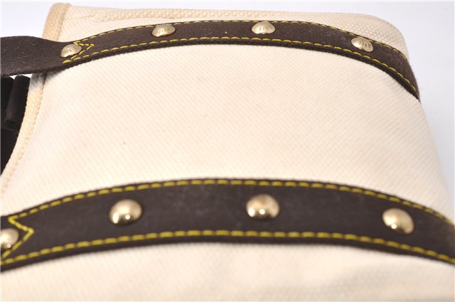 Authentic Louis Vuitton Antigua Cabas PM Hand Bag White Brown M40039 LV 7405D