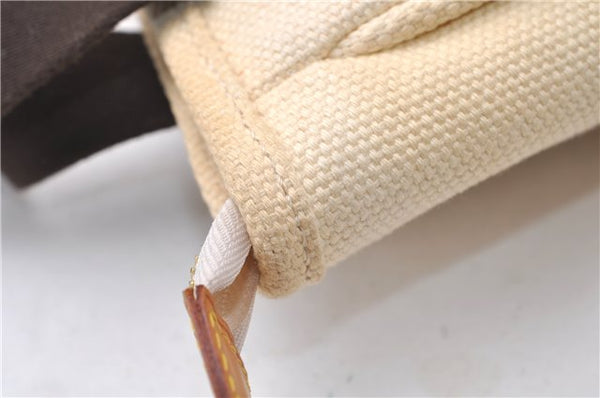 Authentic Louis Vuitton Antigua Cabas PM Hand Bag White Brown M40039 LV 7405D