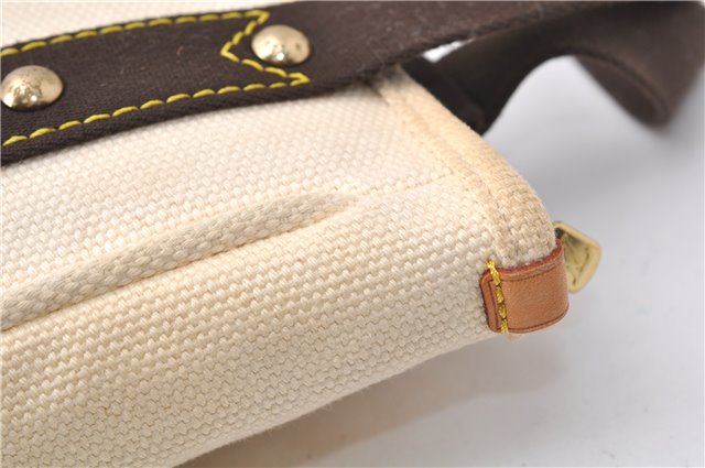 Authentic Louis Vuitton Antigua Cabas PM Hand Bag White Brown M40039 LV 7405D