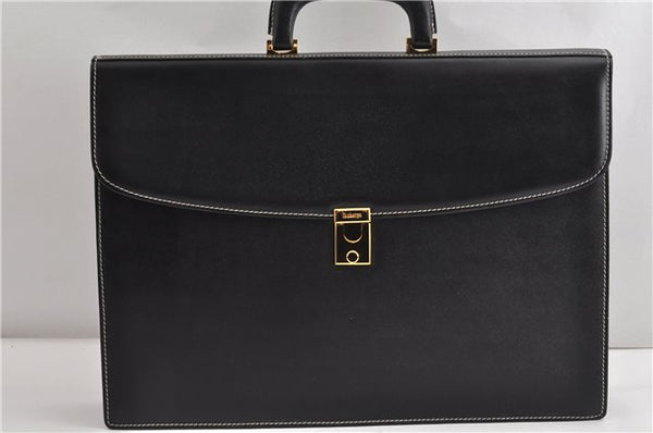 Authentic Burberrys Vintage Leather Business Briefcase Black 7405F