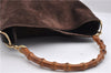 Authentic GUCCI Vintage Bamboo 2Way Shoulder Hand Bag Suede Leather Brown 7409C