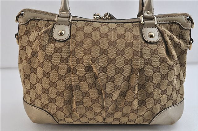 Auth GUCCI Sukey 2Way Shoulder Hand Bag GG Canvas Leather 247902 Brown 7417C