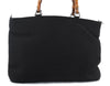 Authentic GUCCI Bamboo Tote Hand Bag Nylon Leather Black 7422C