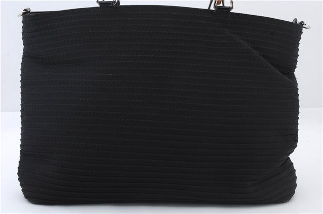 Authentic GUCCI Bamboo Tote Hand Bag Nylon Leather Black 7422C