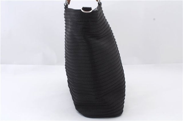 Authentic GUCCI Bamboo Tote Hand Bag Nylon Leather Black 7422C