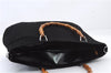 Authentic GUCCI Bamboo Tote Hand Bag Nylon Leather Black 7422C