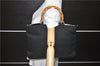Authentic GUCCI Bamboo Tote Hand Bag Nylon Leather Black 7422C