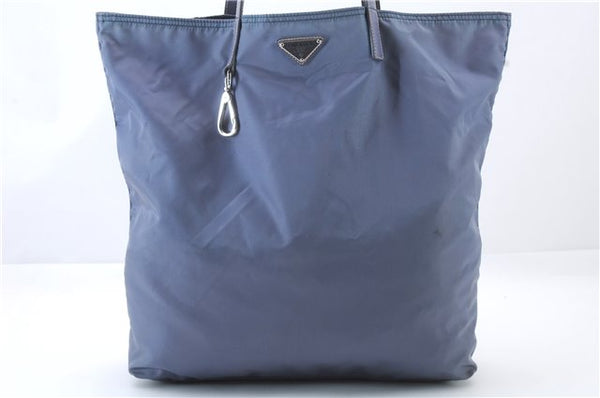 Authentic PRADA Nylon Leather Tote Hand Bag Light Blue 7423C