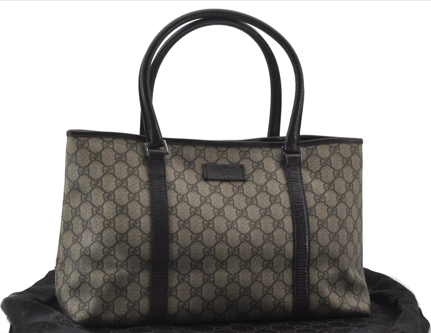 Authentic GUCCI Shoulder Tote Bag GG PVC Leather 114595 Brown 7424E