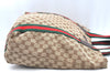 Authentic GUCCI Web Sherry Line Shoulder Tote Bag GG Canvas Leather Brown 7429E