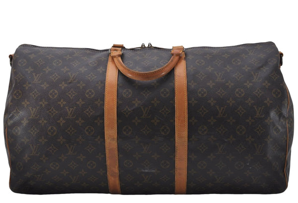 Auth Louis Vuitton Monogram Keepall Bandouliere 60 Boston Bag M41412 LV 7432D