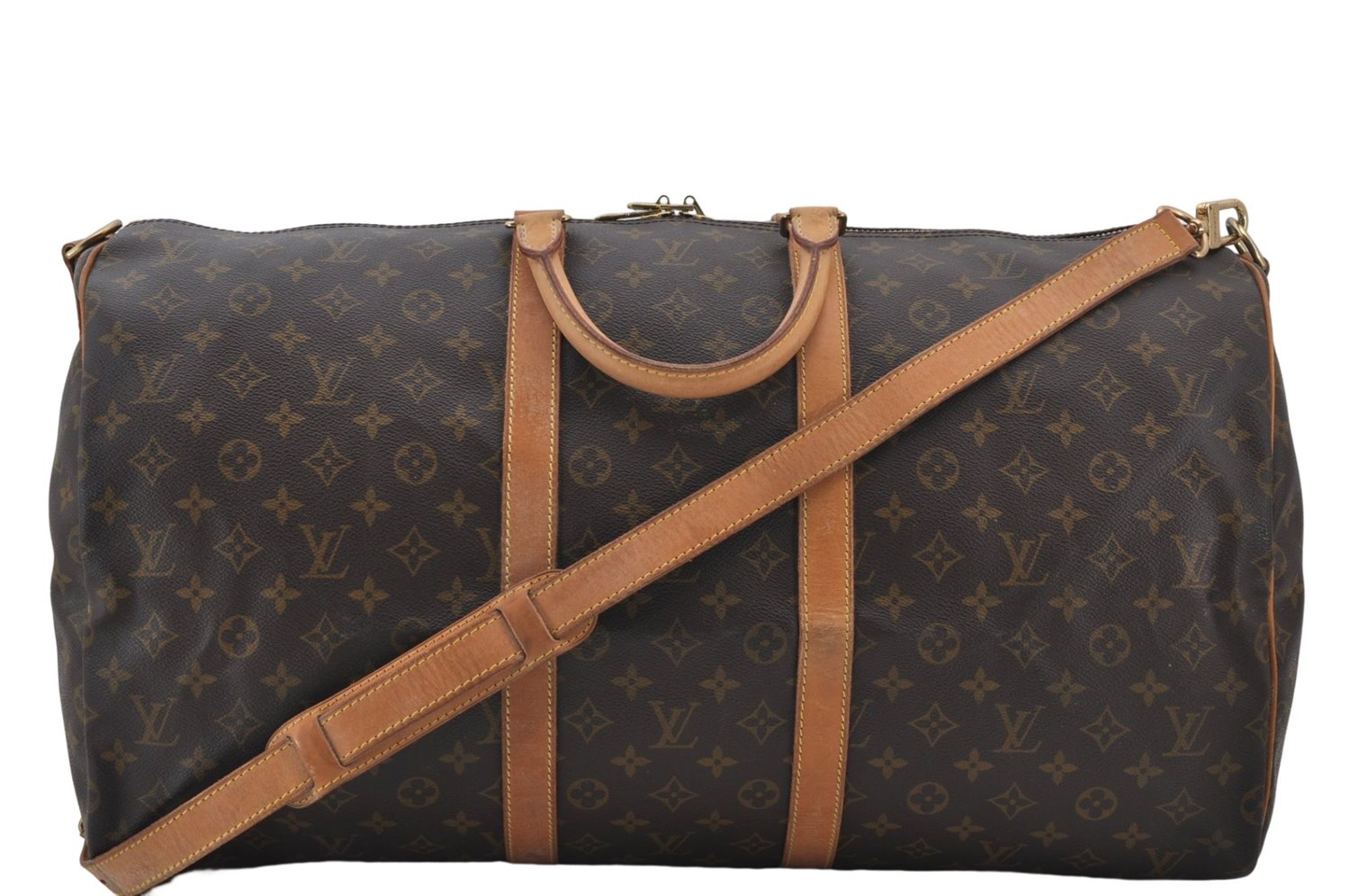 Authentic Louis Vuitton Monogram Keepall Bandouliere 55 M41414 Boston Bag 7436E