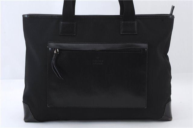Authentic GUCCI Shoulder Tote Bag Purse Nylon Leather 0190426 Black 7440C