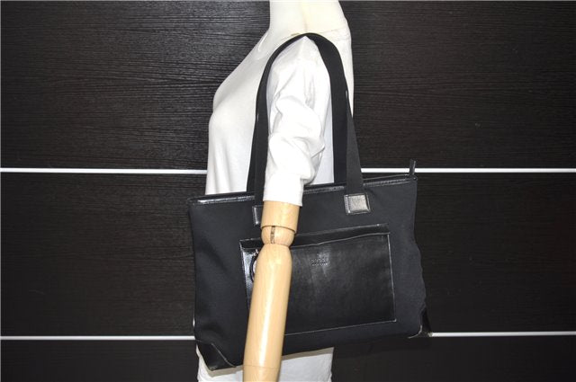 Authentic GUCCI Shoulder Tote Bag Purse Nylon Leather 0190426 Black 7440C