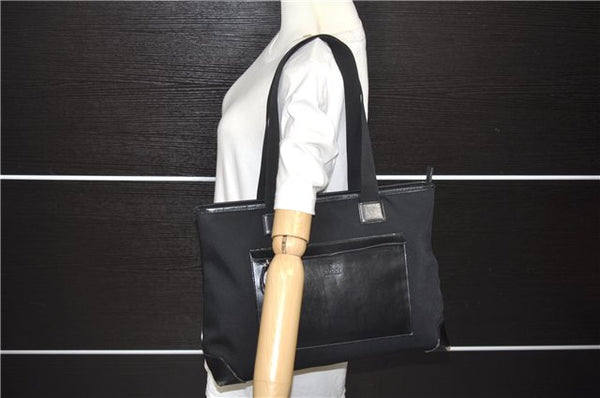Authentic GUCCI Shoulder Tote Bag Purse Nylon Leather 0190426 Black 7440C