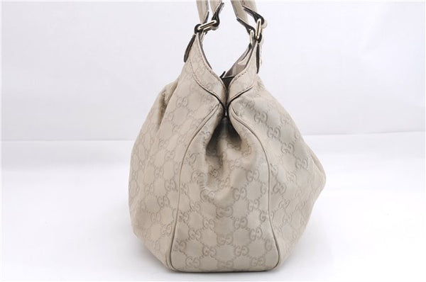 Authentic GUCCI Guccissima Sukey Shoulder Tote Bag GG Leather 211944 Ivory 7445E