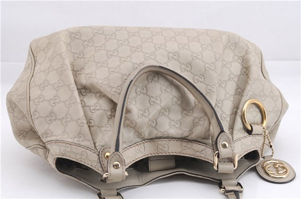 Authentic GUCCI Guccissima Sukey Shoulder Tote Bag GG Leather 211944 Ivory 7445E