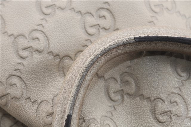 Authentic GUCCI Guccissima Sukey Shoulder Tote Bag GG Leather 211944 Ivory 7445E
