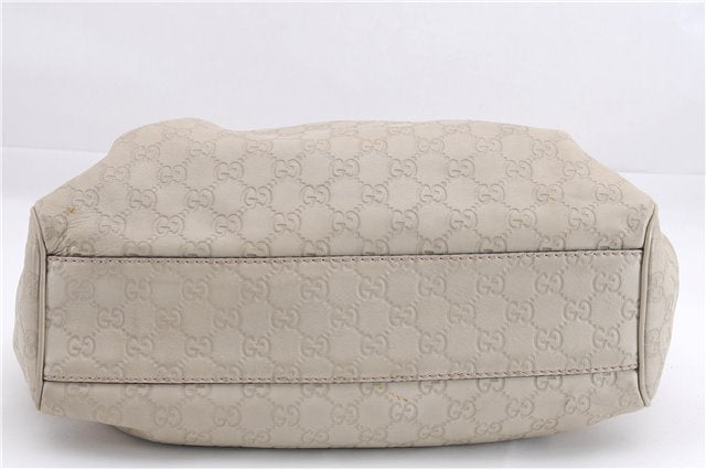 Authentic GUCCI Guccissima Sukey Shoulder Tote Bag GG Leather 211944 Ivory 7445E