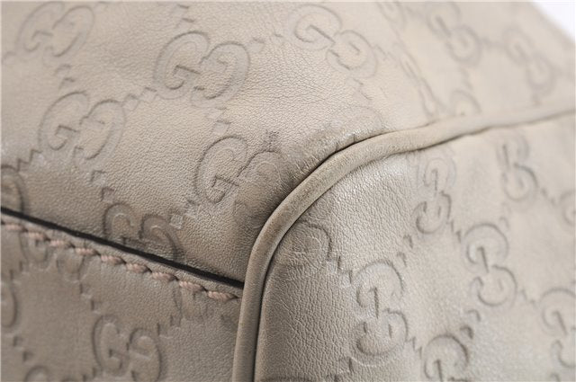 Authentic GUCCI Guccissima Sukey Shoulder Tote Bag GG Leather 211944 Ivory 7445E