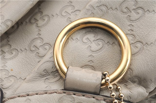 Authentic GUCCI Guccissima Sukey Shoulder Tote Bag GG Leather 211944 Ivory 7445E