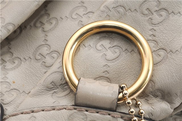 Authentic GUCCI Guccissima Sukey Shoulder Tote Bag GG Leather 211944 Ivory 7445E