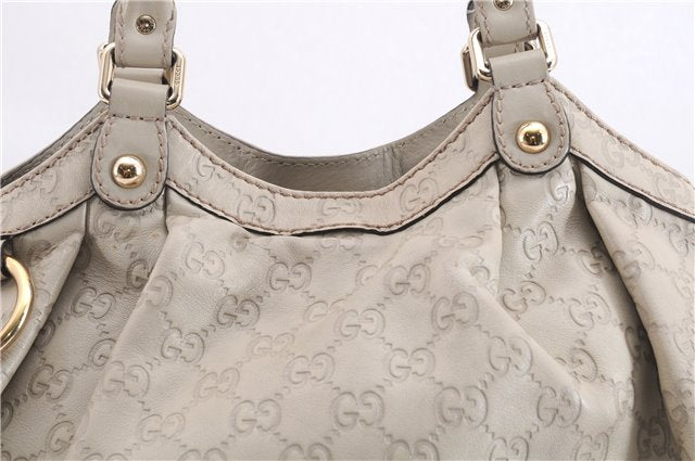 Authentic GUCCI Guccissima Sukey Shoulder Tote Bag GG Leather 211944 Ivory 7445E