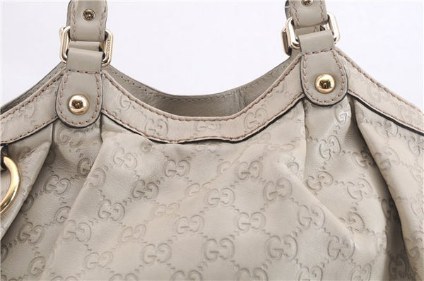 Authentic GUCCI Guccissima Sukey Shoulder Tote Bag GG Leather 211944 Ivory 7445E