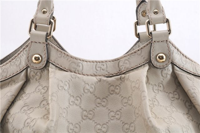 Authentic GUCCI Guccissima Sukey Shoulder Tote Bag GG Leather 211944 Ivory 7445E