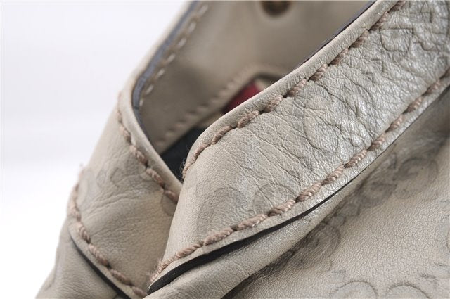 Authentic GUCCI Guccissima Sukey Shoulder Tote Bag GG Leather 211944 Ivory 7445E