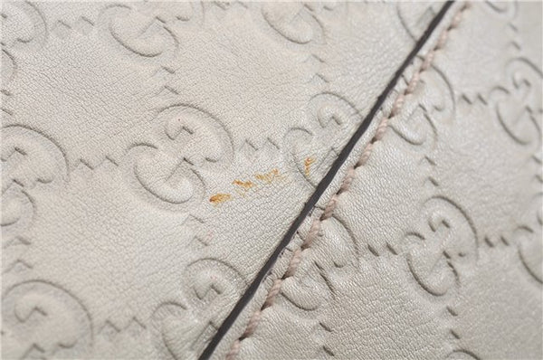 Authentic GUCCI Guccissima Sukey Shoulder Tote Bag GG Leather 211944 Ivory 7445E