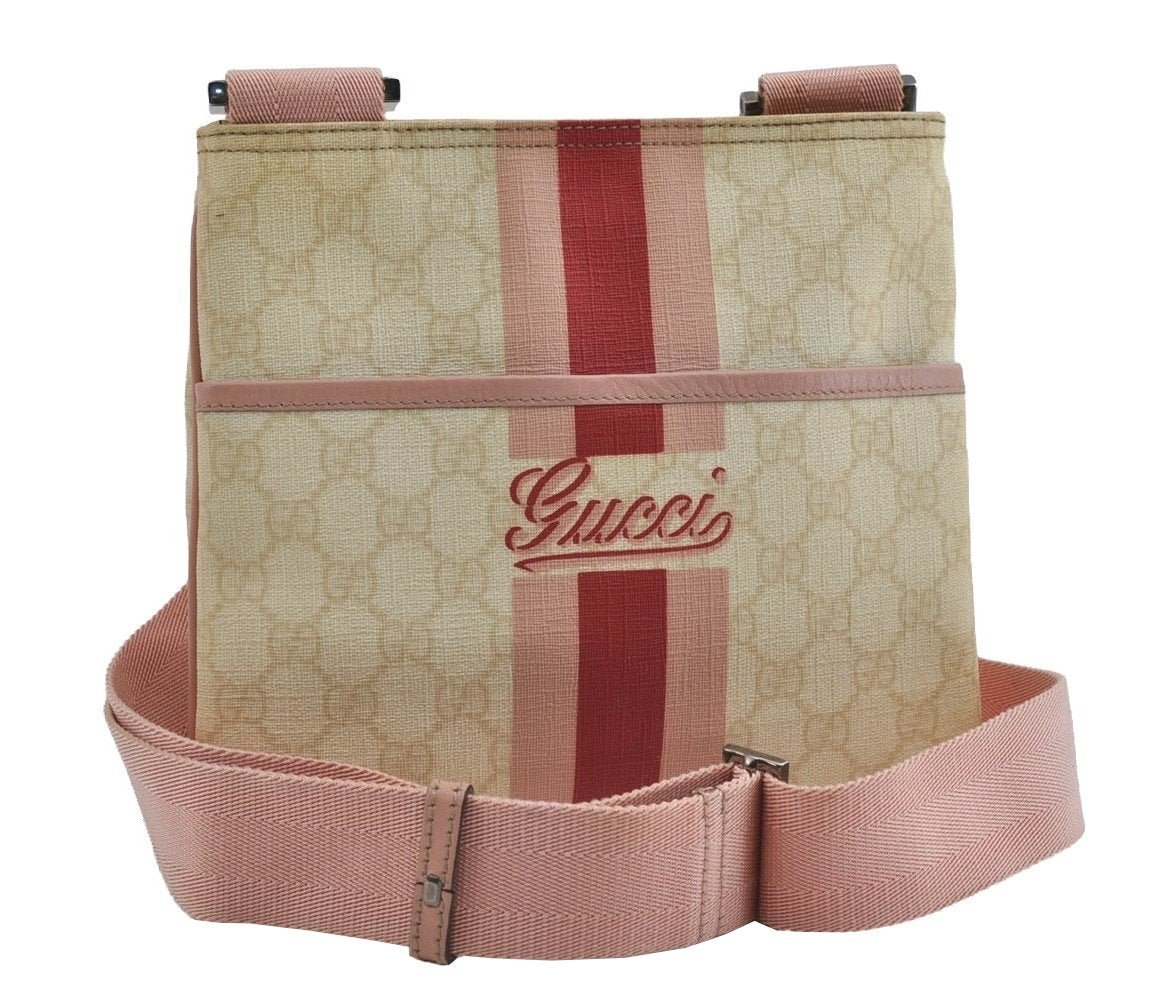 Authentic GUCCI Joy Line Shoulder Cross Bag GG PVC Leather 189817 White 7445I