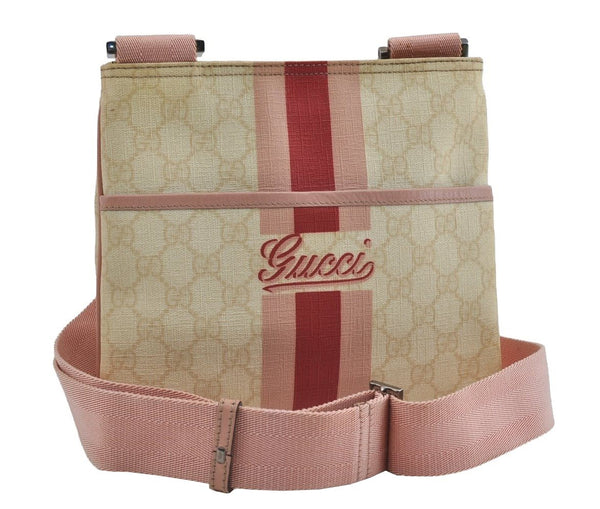 Authentic GUCCI Joy Line Shoulder Cross Bag GG PVC Leather 189817 White 7445I