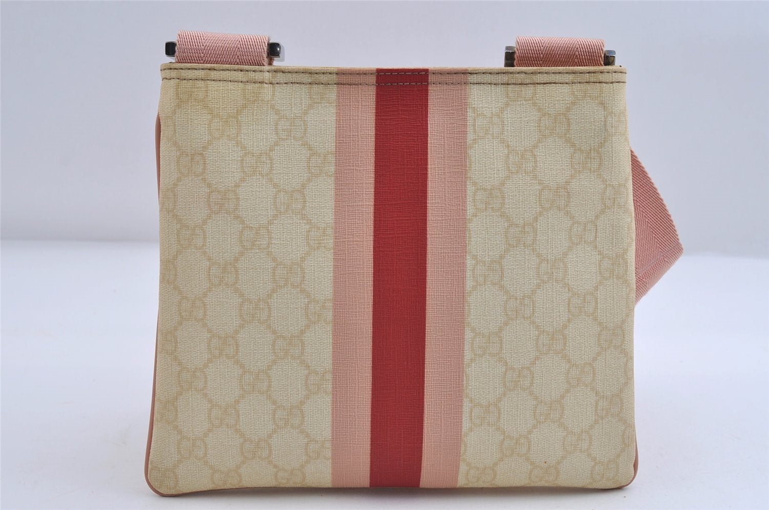 Authentic GUCCI Joy Line Shoulder Cross Bag GG PVC Leather 189817 White 7445I