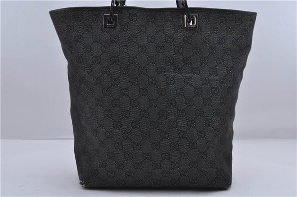 Authentic GUCCI Vintage Shoulder Tote Bag GG Canvas Leather 31243 Black 7447C