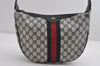 Authentic GUCCI Sherry Line Shoulder Cross Body Bag GG PVC Leather Navy 7447I