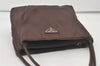 Authentic PRADA Vintage Nylon Tessuto Shoulder Hand Bag Purse Brown 7448I