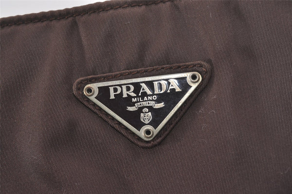 Authentic PRADA Vintage Nylon Tessuto Shoulder Hand Bag Purse Brown 7448I