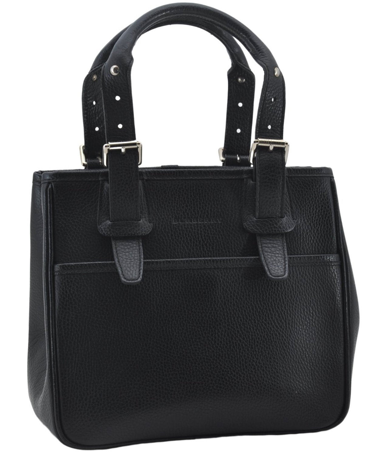 Authentic BURBERRY Vintage Leather Shoulder Hand Bag Purse Black 7453E