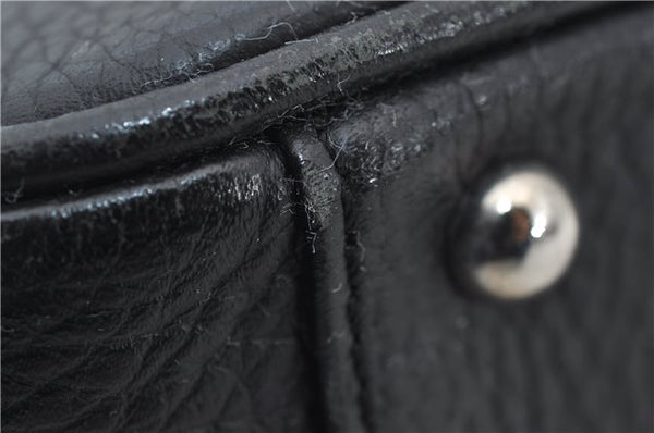 Authentic BURBERRY Vintage Leather Shoulder Hand Bag Purse Black 7453E