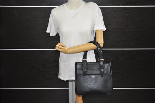 Authentic BURBERRY Vintage Leather Shoulder Hand Bag Purse Black 7453E