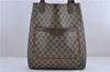 Authentic GUCCI Web Sherry Line Shoulder Tote Bag PVC Leather Brown 7455C