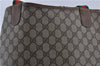 Authentic GUCCI Web Sherry Line Shoulder Tote Bag PVC Leather Brown 7455C