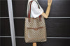 Authentic GUCCI Web Sherry Line Shoulder Tote Bag PVC Leather Brown 7455C