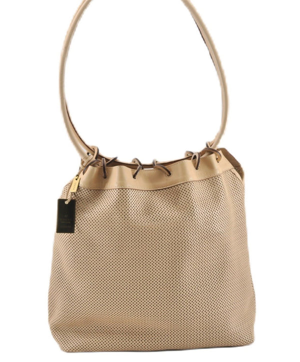 Authentic GUCCI Shoulder Tote Bag Punching Leather Suede 90644 Beige 7458F