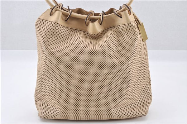 Authentic GUCCI Shoulder Tote Bag Punching Leather Suede 90644 Beige 7458F