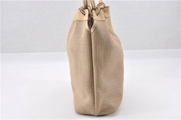 Authentic GUCCI Shoulder Tote Bag Punching Leather Suede 90644 Beige 7458F