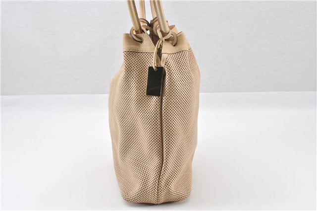 Authentic GUCCI Shoulder Tote Bag Punching Leather Suede 90644 Beige 7458F