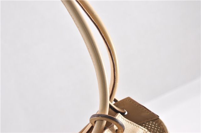 Authentic GUCCI Shoulder Tote Bag Punching Leather Suede 90644 Beige 7458F